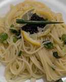 レモン香る万能ネギとキャビアの冷製パスタ