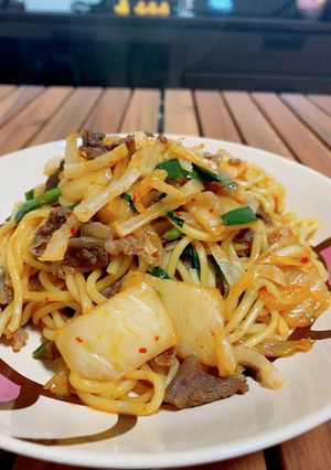 油＆追加調味料一切無し！キムチ焼きそば-レシピのメイン写真