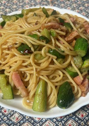 スパゲティ・キュウリとベーコンの中華炒め-レシピのメイン写真