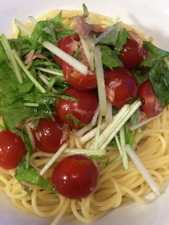 ツナとプチトマトの和風冷製パスタ-レシピのメイン写真