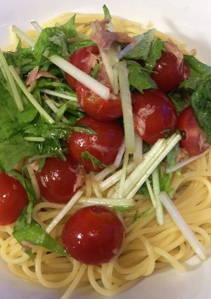 ツナとプチトマトの和風冷製パスタ-レシピのメイン写真