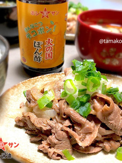 【火の国ぽん酢】牛薄切り肉のポン酢炒め-レシピのメイン写真