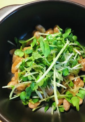毎日の納豆●カイワレ大根トッピング-レシピのメイン写真