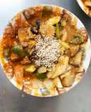 レンジ根菜茄子簡単チリソース味甘酢酢豚