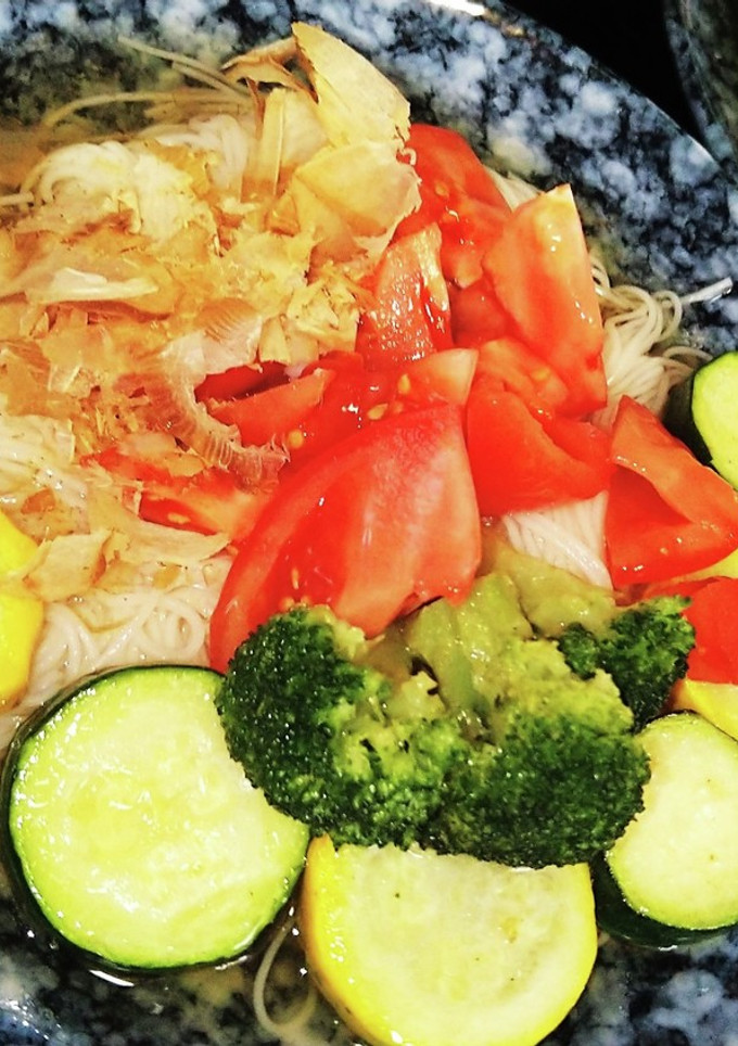揚げ野菜とトマト出汁そうめん-レシピのメイン写真