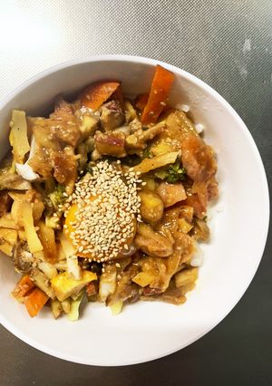 お一人様野菜たっぷりさっぱりウインナー丼-レシピのメイン写真