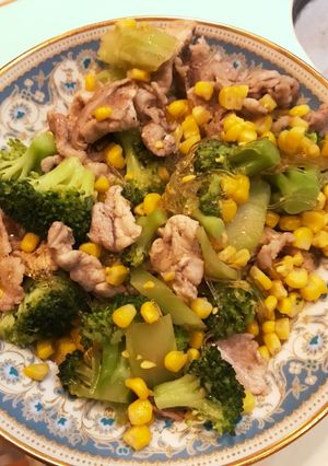 ブロッコリー春雨コーンと豚肉の中華風炒め-レシピのメイン写真