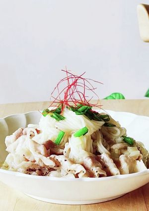 スタミナそうめん☆豚バラねぎ塩レモンダレ-レシピのメイン写真