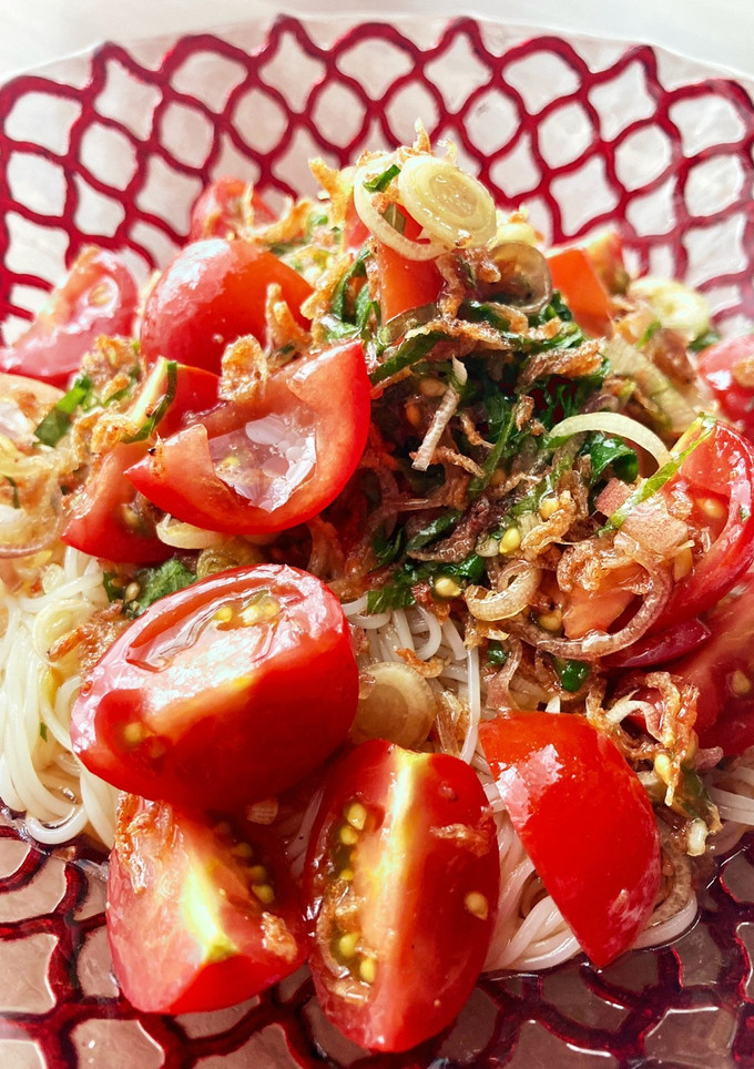 トマトとミョウガのさっぱり♪夏そうめん-レシピのメイン写真
