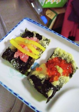 天ぷら　とろたくカナッペ＆いくらカナッペ-レシピのメイン写真