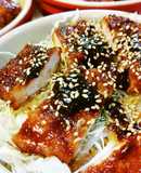かつ丼、プルーンエキス味噌ソース。