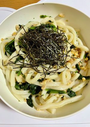幼児食★レンジで納豆ほうれん草うどん-レシピのメイン写真