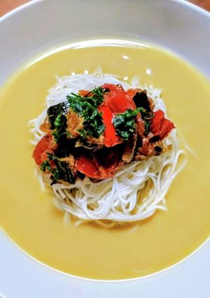 簡単ランチ！冷製コーンスープのそうめん-レシピのメイン写真