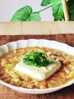 卵とじ☆たぬき豆腐スープ☆胃に優しい大葉-レシピのメイン写真