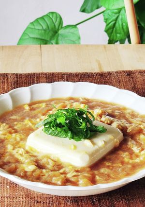 卵とじ☆たぬき豆腐スープ☆胃に優しい大葉-レシピのメイン写真