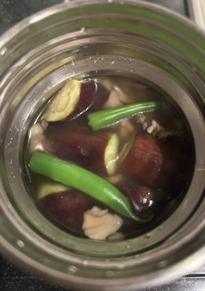 茄子サヤインゲン鶏挽肉舞茸の中華スープ-レシピのメイン写真