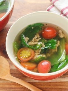 レタスと豚ひき肉の中華風スープ-レシピのメイン写真