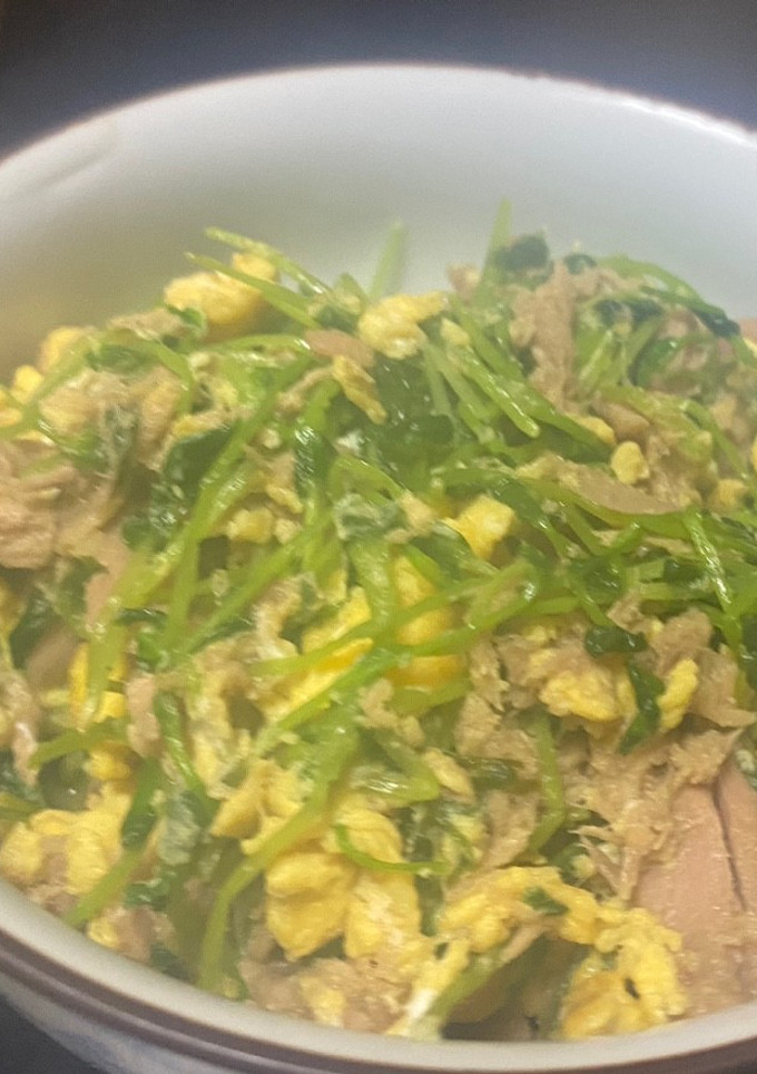 豆苗とツナの卵炒め-レシピのメイン写真