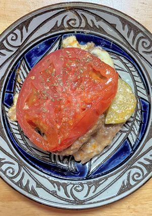 レンジでトマトとズッキーニのハンバーグ-レシピのメイン写真