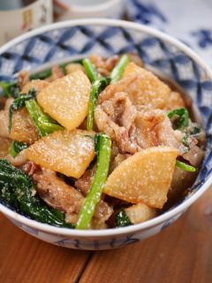 豚バラ大根と小松菜の甘口ごま味噌炒め-レシピのメイン写真