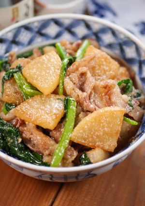 豚バラ大根と小松菜の甘口ごま味噌炒め-レシピのメイン写真