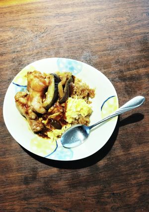 手羽元と丸茄子のピリ辛味のオムカレー-レシピのメイン写真
