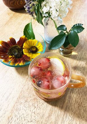 ブルーベリーとストロベリー氷入り炭酸水-レシピのメイン写真