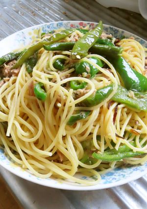 ツナ缶&塩昆布で種ごと無限ピーマンパスタ-レシピのメイン写真
