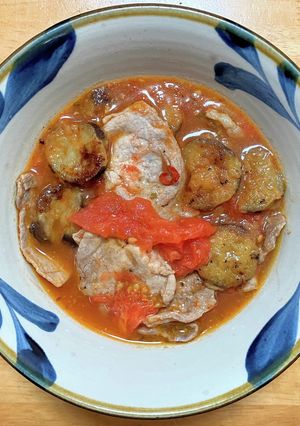 豚こま肉とナスのピリ辛トマト煮-レシピのメイン写真