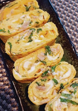 卵焼きに大葉とハムで爽やか-レシピのメイン写真