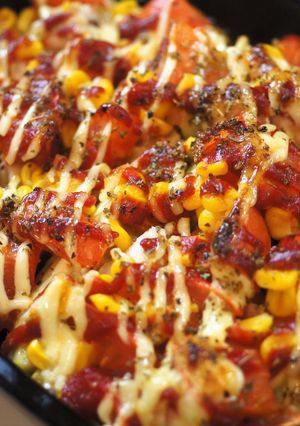 ゴーヤに骨なし鱈とトマトを乗せて焼く-レシピのメイン写真