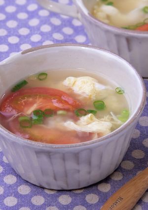 もち麦入り　トマトと卵のスープ-レシピのメイン写真