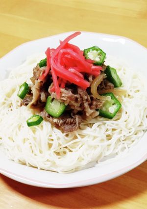 牛肉のしぐれ煮のっけ讃岐そうめん-レシピのメイン写真