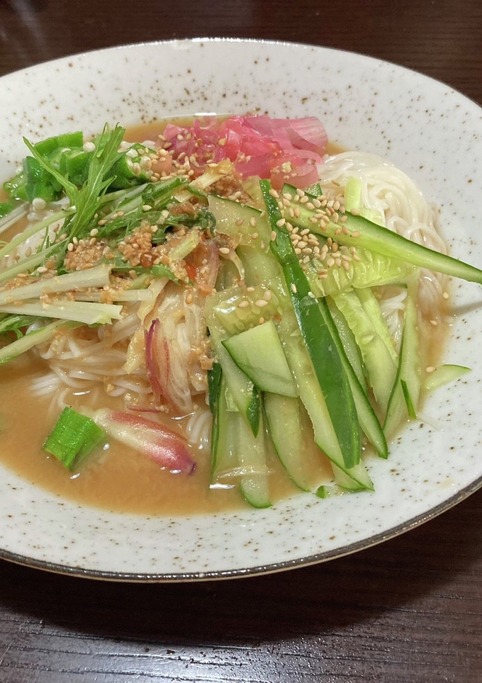 冷やし中華風　味噌だれそーめん-レシピのメイン写真