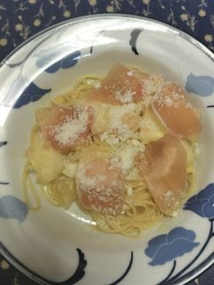 桃と生ハムの冷製スパゲティ-レシピのメイン写真