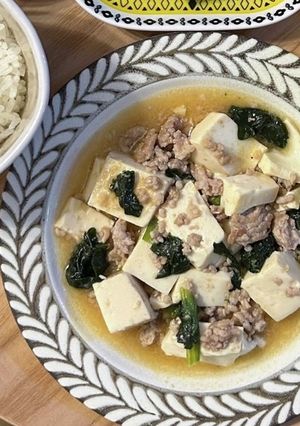 甜麺醤無しで作るほうれん草入り麻婆豆腐-レシピのメイン写真