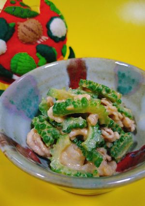 ゴーヤとゆで豚のごま和え　-レシピのメイン写真