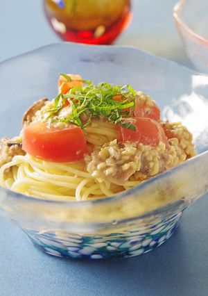ひきわり納豆とイワシ缶の冷製パスタ-レシピのメイン写真
