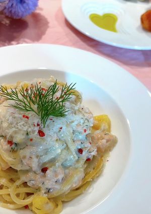 北欧風サーモンとじゃが芋のクリームパスタ-レシピのメイン写真