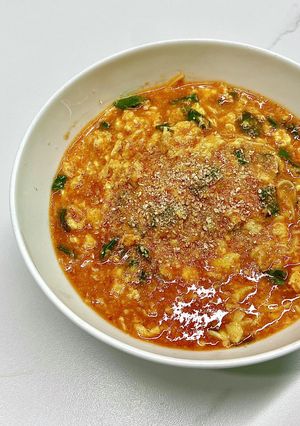 ピリ辛ラーメン風 素麺계란장국수-レシピのメイン写真