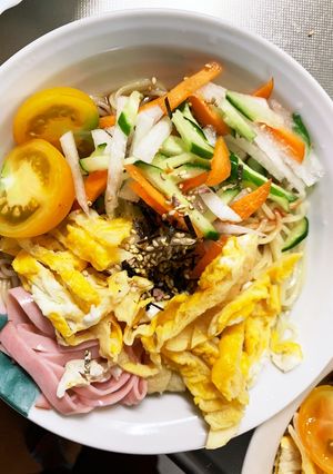 お一人様☆市販の冷やし中華フルーツパスタ-レシピのメイン写真