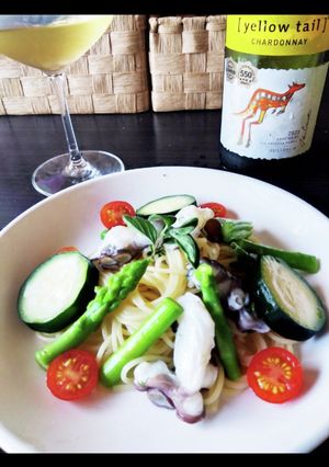 タコと夏野菜とアスパラの冷製パスタ-レシピのメイン写真