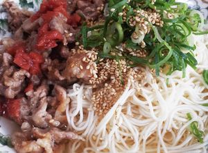 ぶっかけ風♪シンプルな梅豚のせ素麺-レシピのメイン写真