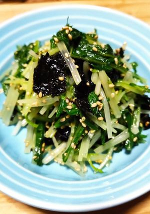 みず菜と焼き海苔のごま油和え-レシピのメイン写真