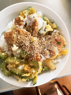 残り物カツで中華風ゴーヤカツとじ丼-レシピのメイン写真