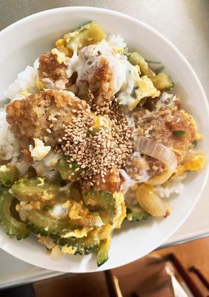 残り物カツで中華風ゴーヤカツとじ丼-レシピのメイン写真