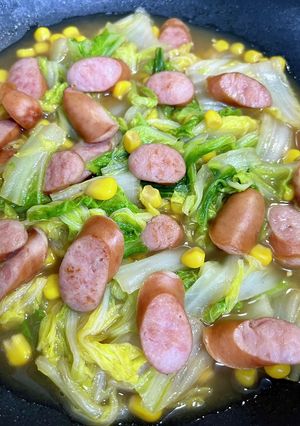 白菜とウインナーのコンソメバター煮-レシピのメイン写真