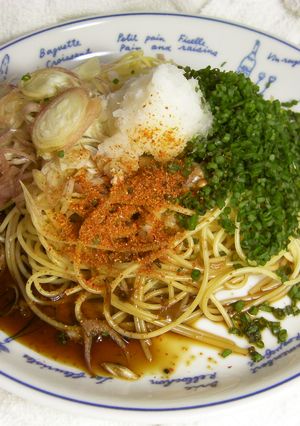無添加　みょうがと葱の七味おろしパスタ-レシピのメイン写真