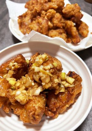 鶏もも肉のからあげと白ネギたっぷりのタレ-レシピのメイン写真
