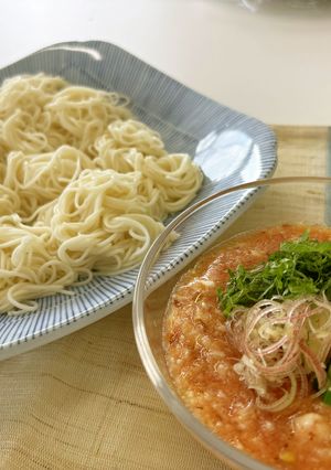 ポリ袋で長いものガスパチョ風そうめん-レシピのメイン写真